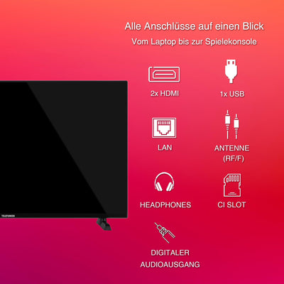 Telefunken Fernseher 40 Zoll Smart TV Powered by TiVo (Full HD, HDR, HD+ 6 Monate inkl., Triple-Tuner) XF40TO900S