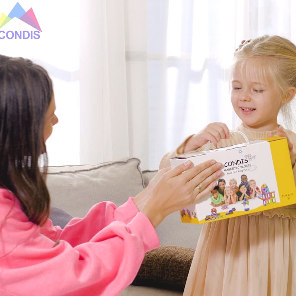 CONDIS Magnetische Bausteine 120 Teile, Magnetspielzeug Magneten Kinder Magnetbausteine Magnet Spielzeug Magnetspiele für Geschenk ab 3 4 5 6 7 8 Jahre Junge Mädchen Bauklötze Kinderspielzeug