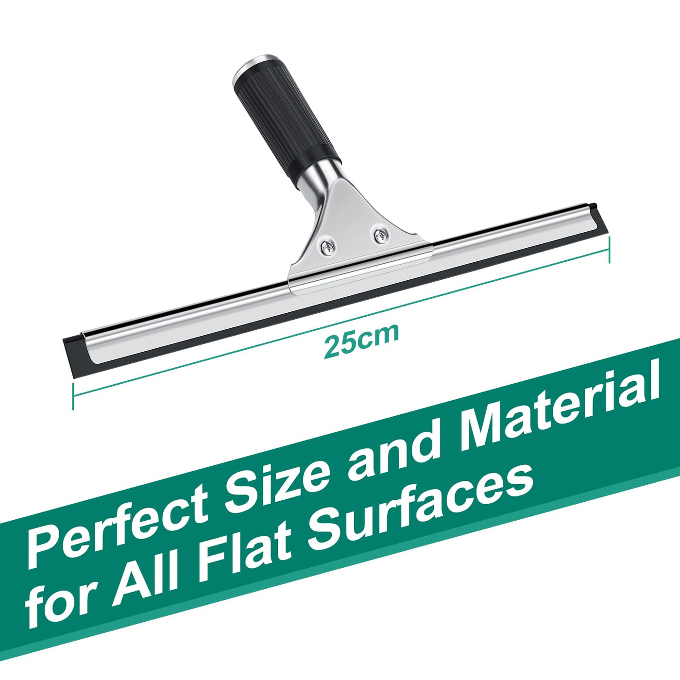 25cm Fensterabzieher Profi, Edelstahl Fensterwischer mit Gummilippe, Duschabzieher Schwarz für Dusche,Badezimmer,Spiegel,Glas-Reinigung,Fliesen, Fensterreinigung, Duschabzieher, Fensterreiniger