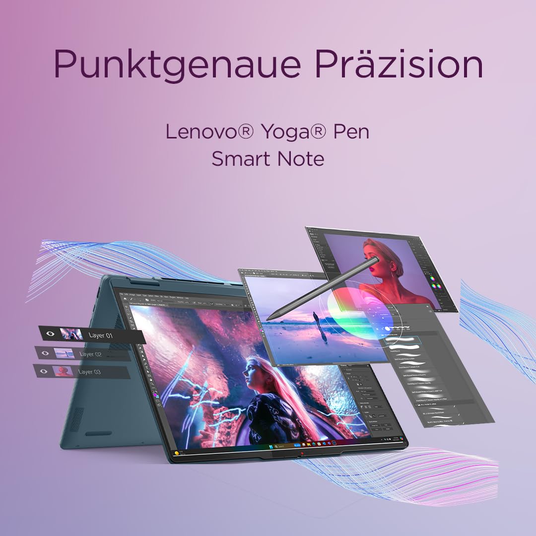 Lenovo Yoga 7 2-in-1 Laptop | Copilot+ PC | 14" WUXGA OLED Display | AMD Ryzen AI 5 | AMD Radeon Grafik | 16GB RAM | 512GB SSD | Win11 | QWERTZ | Tidal Teal | Inkl. Pen | 3 Monate Premium Care