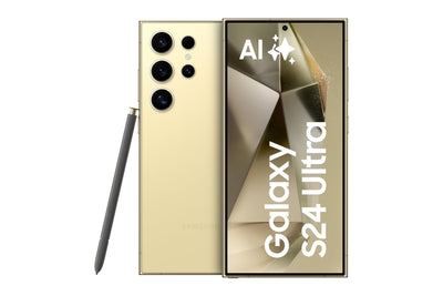 Samsung Galaxy S24 Ultra AI Smartphone, Android-Handy ohne Vertrag, 12GB RAM/512GB Speicher, 200-MP-Kamera, S Pen, Lange Akkulaufzeit, Titanium Yellow, 3 Jahre Herstellergarantie