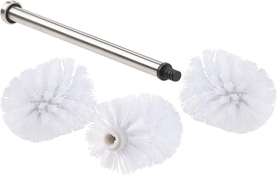 BadeStern Klobürste: WC-Bürste mit Edelstahl-Stiel und 3 Aufsätzen mit Ø 7 cm, weiß (Toilettenbürste 7 cm Durchmesser, WC Bürste 7 cm Durchmesser, Ersatzbürstenkopf)
