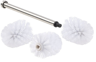 BadeStern Klobürste: WC-Bürste mit Edelstahl-Stiel und 3 Aufsätzen mit Ø 7 cm, weiß (Toilettenbürste 7 cm Durchmesser, WC Bürste 7 cm Durchmesser, Ersatzbürstenkopf)
