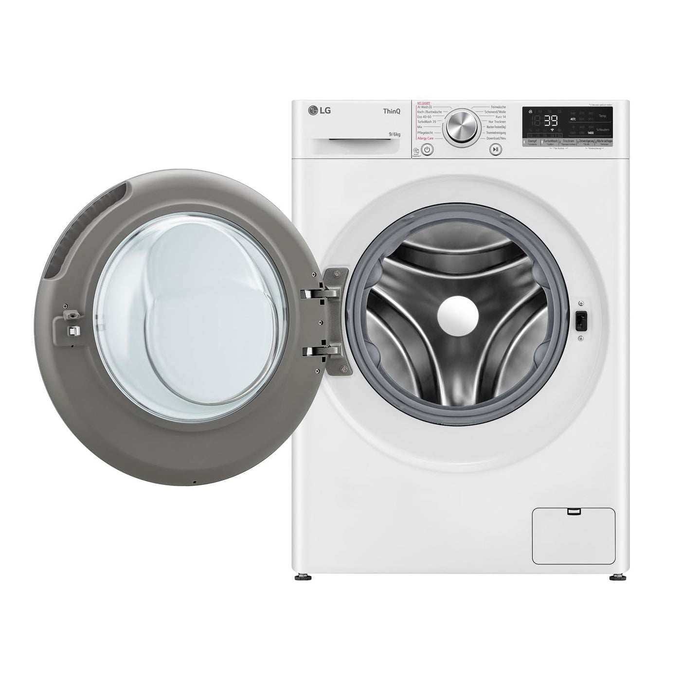 LG Electronics W4WR70961, Klasse A/D, Frontlader-Waschtrockner 9-6 kg, 1360 U/min, AI Direct Drive, Wi-Fi, Tiefenreinigung mit Dampf, TurboWash, Aqualock, Wäsche nachlegen 62 x 60 x 85 cm ꟷ Weiß