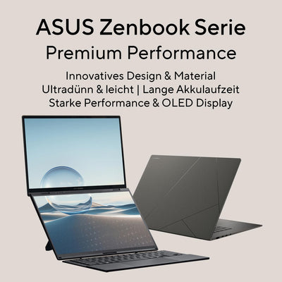 ASUS Zenbook A14 OLED UX3407QA Laptop | 14" WUXGA 16.10 OLED Display | QC Snapdragon X Plus X1-26-100 | 16 GB RAM | 1 TB SSD | QC Adreano GPU | Windows 11 | QWERTZ Tastatur | Iceland Gray