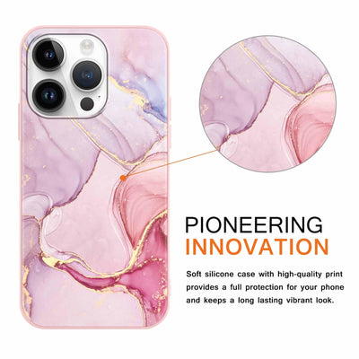 Foonary 2 Stück Handyhülle für Apple iPhone 16 Pro 6,3" Hülle Marmor Muster Design Aesthetic Muster Mädchen Case Cover Weich Silikon TPU Stoßfest Schutzhülle für iPhone 16 Pro,Marble Rosa