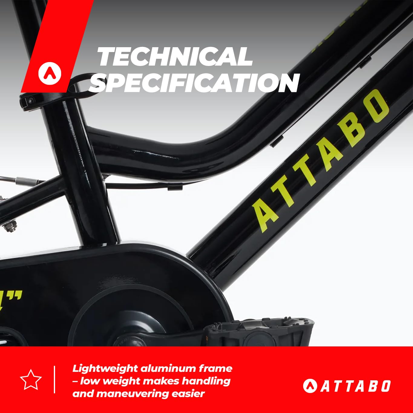 ATTABO Knack 14 – Kinderfahrrad (2–5 Jahre) mit leichtem Aluminiumrahmen (8 kg), 14-Zoll-Rädern, für 85–110 cm Körpergröße, bis 50 kg belastbar, ergonomischer Lenker, ideal für erste Fahrten