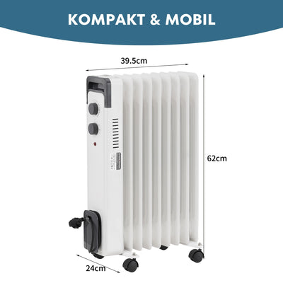 STAHLMANN Ölradiator ZR17 2000 Watt – Elektroheizung Energiesparend bis 40 qm Fläche – Heizung Elektrisch mit Thermostat und 3 Heizstufen – Elektrisches Heizgerät, Electric Heater Weiss