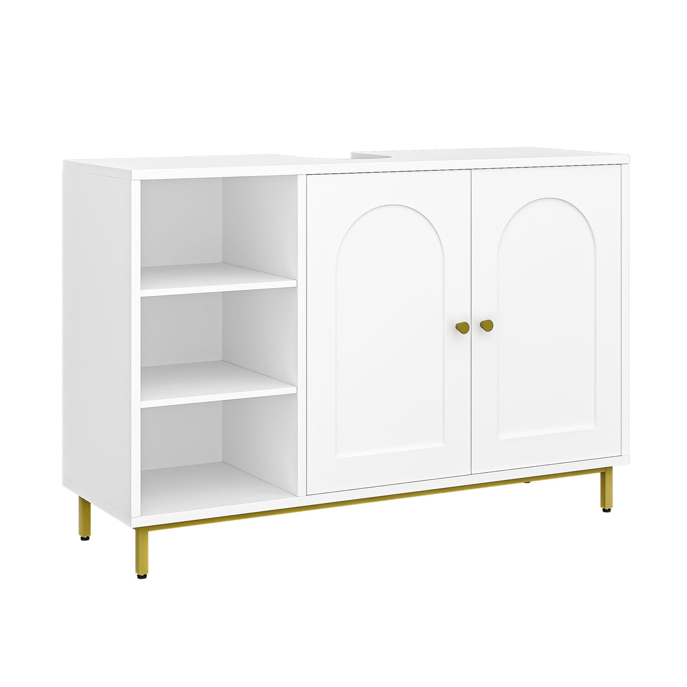 Hzuaneri Waschbeckenunterschrank, Unterschrank, Waschtischunterschrank, Badezimmerschrank mit 2 Türen, verstellbare Ablage, viel Stauraum, Moderner Stil, 30 x 90 x 63 cm, Weiß BC09803G