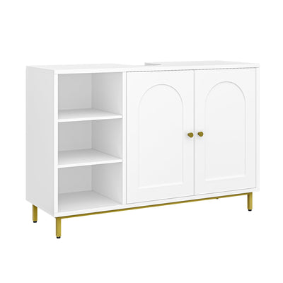 Hzuaneri Waschbeckenunterschrank, Unterschrank, Waschtischunterschrank, Badezimmerschrank mit 2 Türen, verstellbare Ablage, viel Stauraum, Moderner Stil, 30 x 90 x 63 cm, Weiß BC09803G