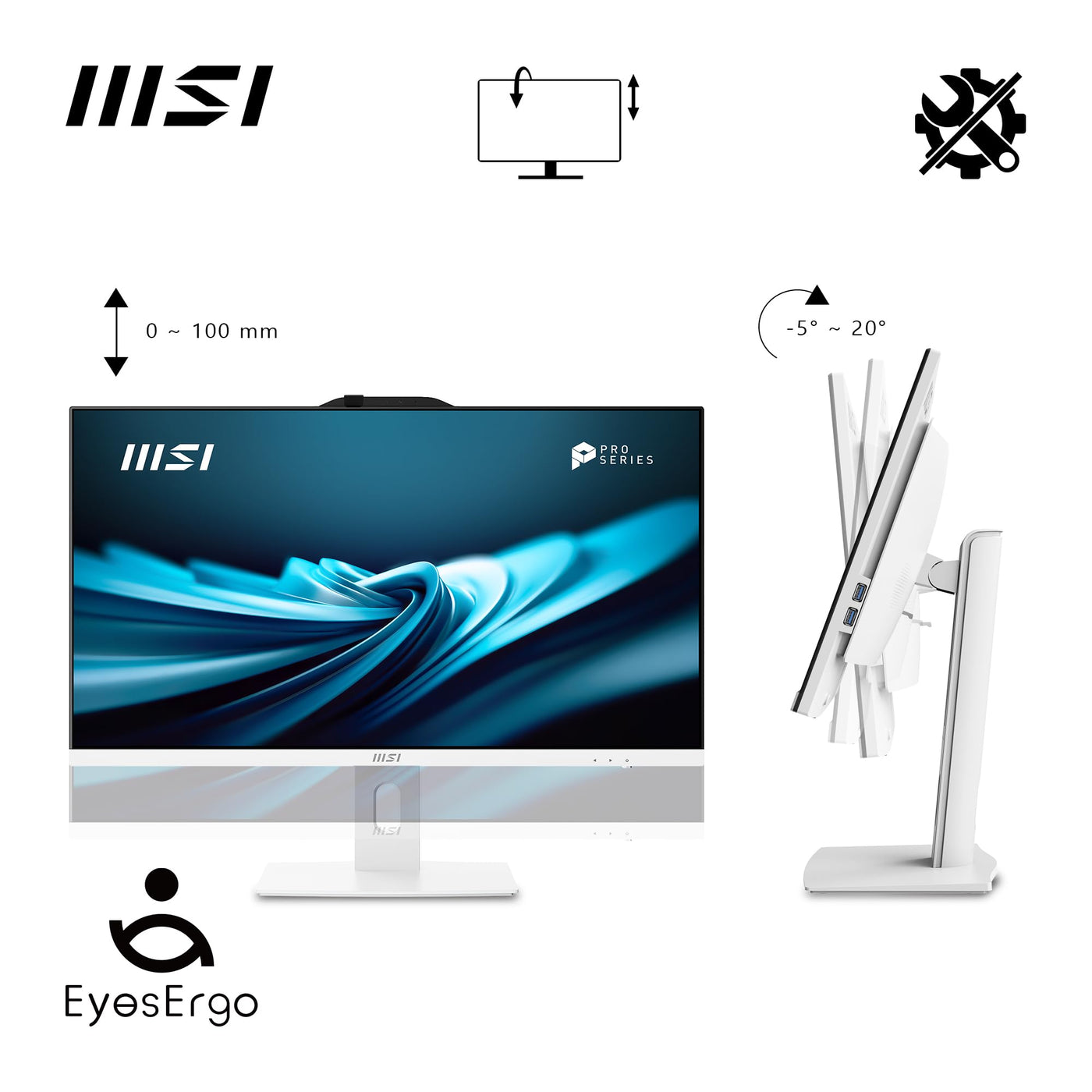 MSI PRO AP242P 14M-634DE AIO Desktop PC, 23,8 Zoll FHD IPS 100 Hz Bildschirm, i7-14700, 16 GB DDR5 RAM, 512GB PCIe NVMe SSD, WiFi 6E, Webcam - Tastatur, Maus, Windows 11 Pro - weiß