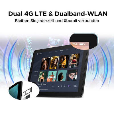 DOOGEE T10W Android 15 Tablet 10 Zoll 16GB RAM +128GB ROM (2TB TF) 2025 Neueste Tablet mit SIM Card Slot, 8000mAh Gaming Tablets Android 4G LTE/5G WiFi, Dual Kamera, BT5.0/ OTG/Face ID/USB Type C