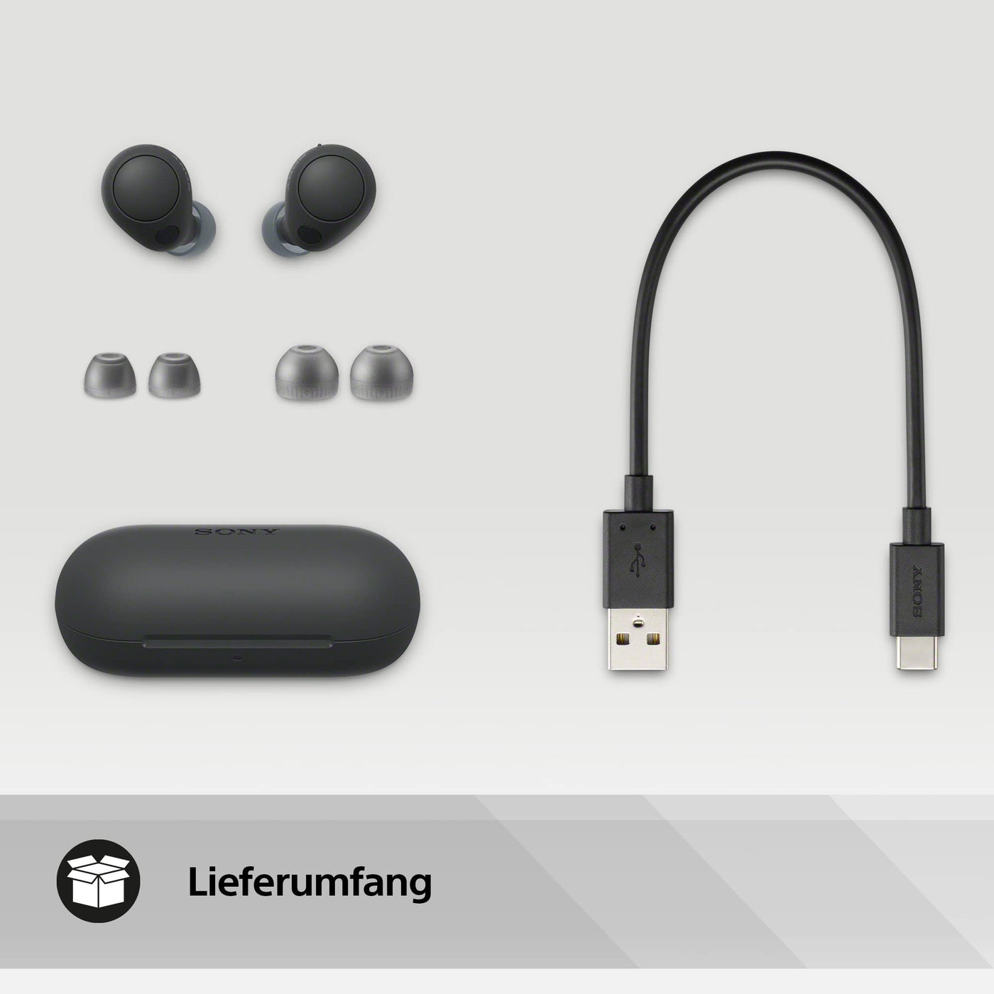 Sony WF-C700N kabellos, Bluetooth, Noise Cancelling Kopfhörer (kleine, leichte Kopfhörer mit Bluetooth Multipoint Connection, IPX4, bis zu 20h Akkulaufzeit, Schnellladung, iOS & Android) Schwarz