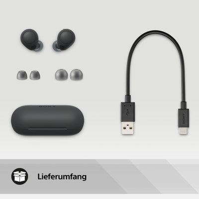 Sony WF-C700N kabellos, Bluetooth, Noise Cancelling Kopfhörer (kleine, leichte Kopfhörer mit Bluetooth Multipoint Connection, IPX4, bis zu 20h Akkulaufzeit, Schnellladung, iOS & Android) Schwarz