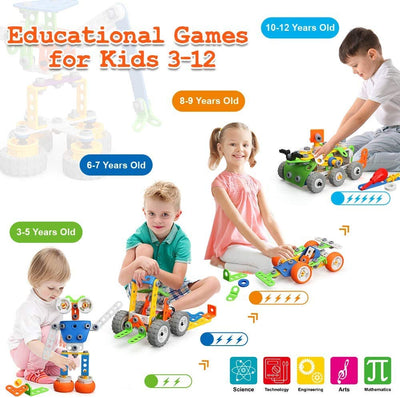 MOONTOY Konstruktionsspielzeug Geschenke für Kinder, STEM Gebäude Kit Bausteine Spielzeug für Jungen und Mädchen Baukasten Pädagogische Lernspielzeug ab 4,5,6,7,8,9,10 Jahre Bauset 11 Modelle