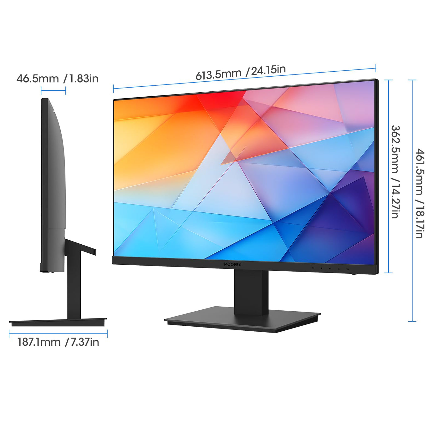 KOORUI 27 Zoll Monitor,Full HD (1920x1080), 75Hz, VA, 5ms, Augenpflege, Rahmenlos, Blaulichtfilter, HDMI, VGA, VESA 75x75