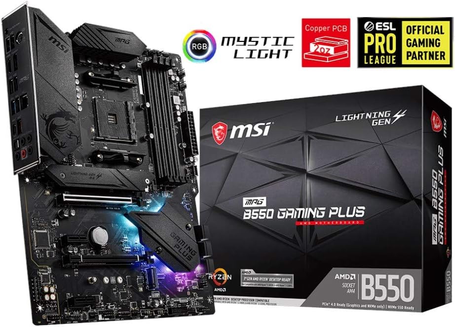MSI MPG B550 Gaming Plus (ATX AMD AM4 DDR4 M.2 USB 3.2 Gen 2 HDMI ATX Gaming Motherboard AMD Ryzen 5000 Prozessoren