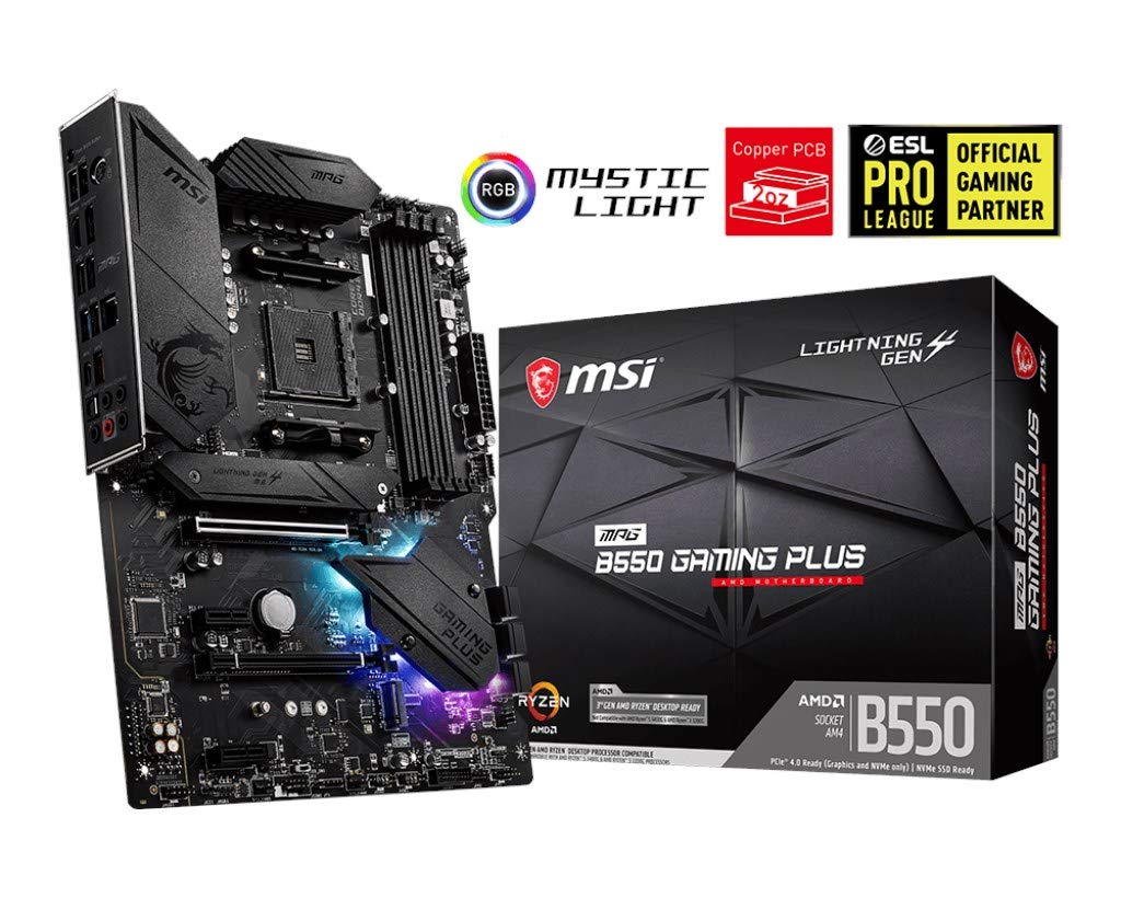 MSI MPG B550 Gaming Plus (ATX AMD AM4 DDR4 M.2 USB 3.2 Gen 2 HDMI ATX Gaming Motherboard AMD Ryzen 5000 Prozessoren