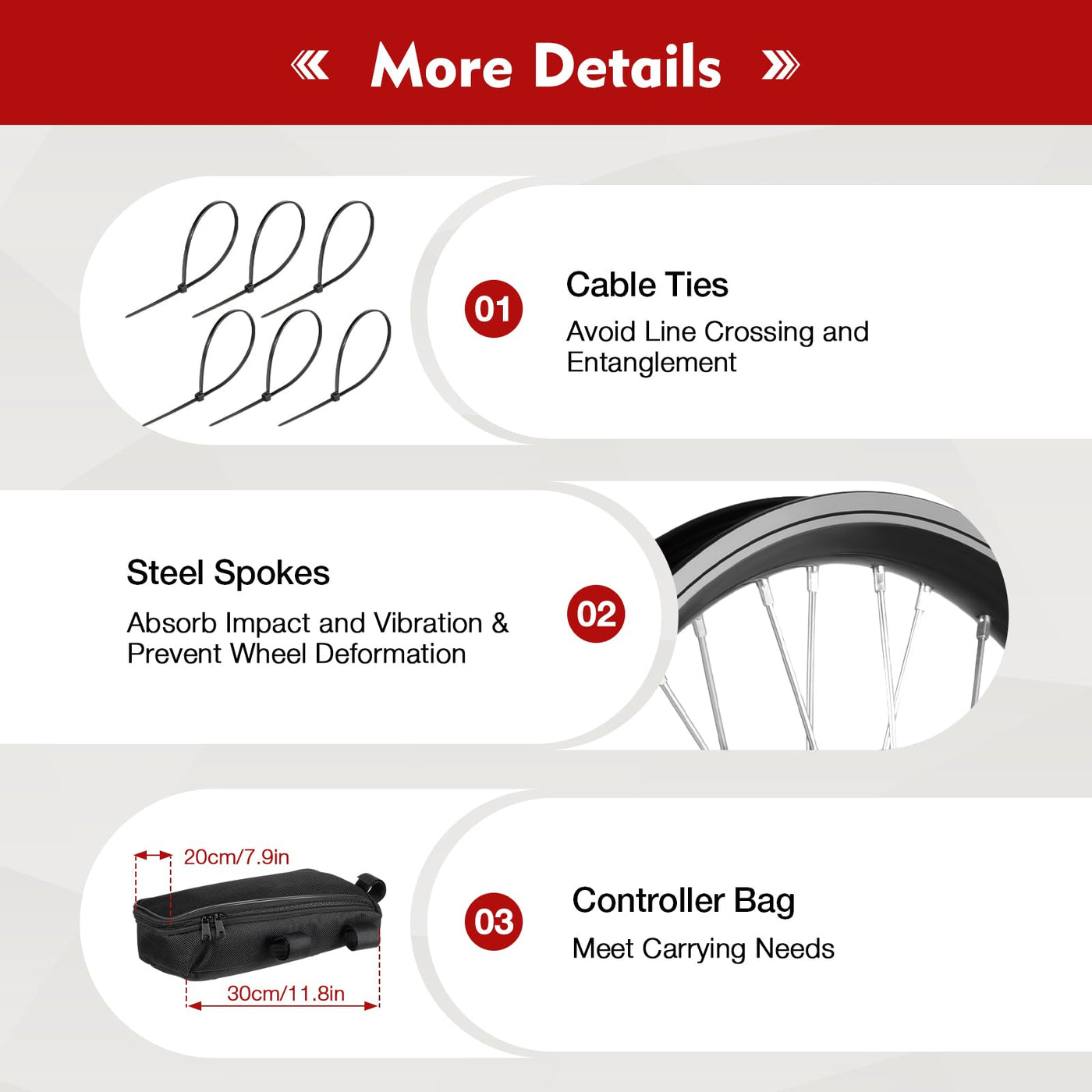 Fetcoi 20'' E-Bike Umbausatz 48V 1000W Ebike Kit Elektrofahrrad Vorderrad Conversion Kit, 50KM/H