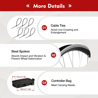 Fetcoi 20'' E-Bike Umbausatz 48V 1000W Ebike Kit Elektrofahrrad Vorderrad Conversion Kit, 50KM/H