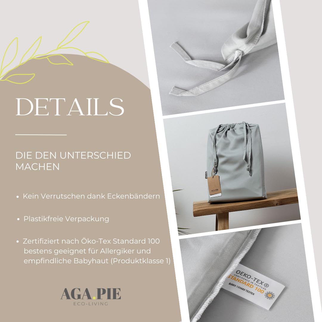 AGA.PIE Bambus Lyocell Bettwäsche-Set 135x200 + 80x40 cm - Salbei-Grün, 100% Bio Oeko-Tex 100, für Allergiker, Antibakteriell, Ganzjahres-Bettwäsche, Atmungsaktiv, Geruchshemmend, Besonders sanft
