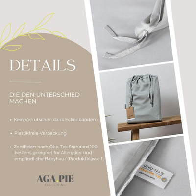AGA.PIE Bambus Lyocell Bettwäsche-Set 135x200 + 80x40 cm - Salbei-Grün, 100% Bio Oeko-Tex 100, für Allergiker, Antibakteriell, Ganzjahres-Bettwäsche, Atmungsaktiv, Geruchshemmend, Besonders sanft