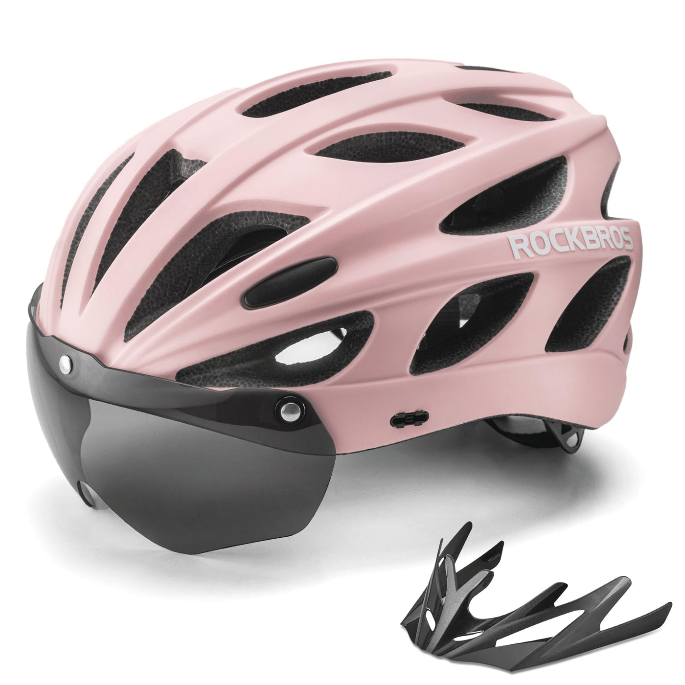 ROCKBROS Fahrradhelm Rennrad Helm Radhelm mit Abnehmbaren Visier Cityhelm Leichter Stadthelm für Damen und Herren MTB 57-62CM/58-65CM Rosa