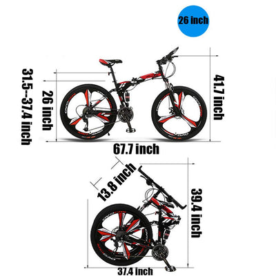 Wmmner 26 Zoll Mountainbike Für Erwachsene Männer Und Frauen, Doppelfederung Mountainbike Mit Scheibenbremsen, Faltbare High Carbon Stahlrahmen, Verstellbarer Sitz, Blaue Speiche, 27 Geschwindigkeit/B