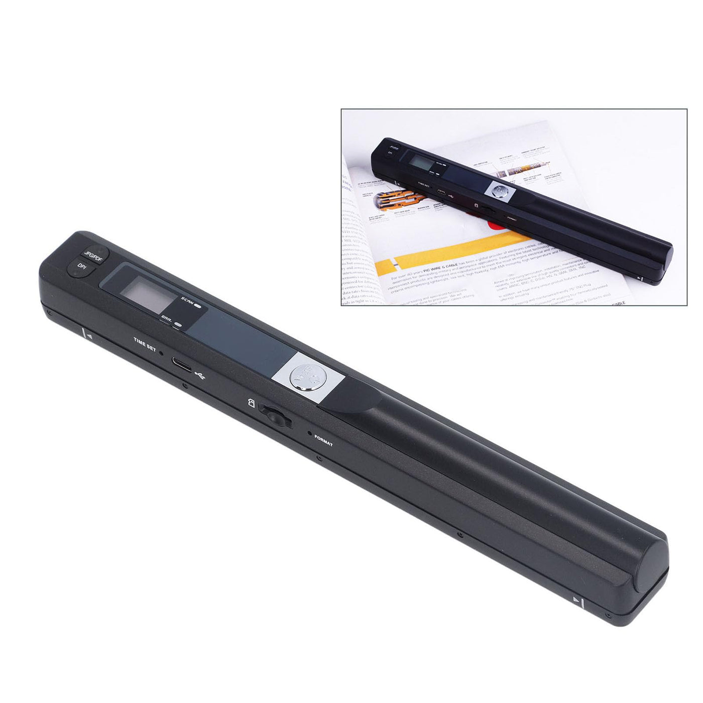 Mobiler Scanner, Tragbarer 8,27 Zoll Handscanner Dokumentenscanner für Unternehmen, Fotos, Bilder, Quittungen, Bücher, Fotoscanner für A4 Dokumente, JPG/PDF Format, BIS zu 900 DPI (Schwarz)