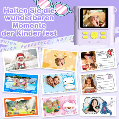 FNITAER Kinderkamera, 2,4 Zoll Sofortbildkamera, 1080P HD Kamera fotokamera mit 32 GB Karte und 3 Rollen Druckfotopapier, Kamera Kinder für 3–12 Jahre alte Jungen und Mädchen