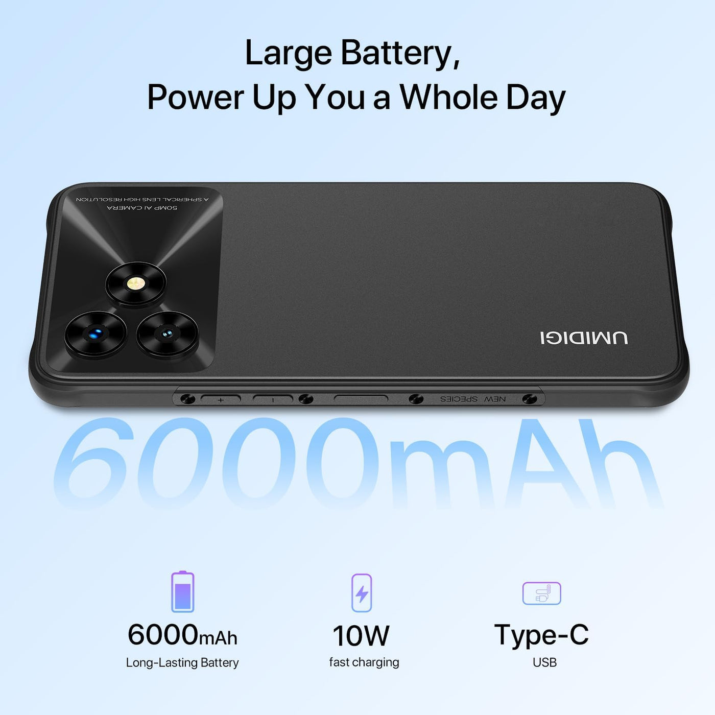 UMIDIGI G5 Mecha Smartphone Ohne Vertrag, 16GB RAM+128GB(Bis zu 1TB) Android 13 Handy Ohne Vertrag, 6,6" HD+Display 50MP, 6000mAh Outdoor Rugged Handys Dual SIM 4G/ Fingerabdruck/Face ID/OTG,Grau