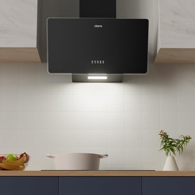 CIARRA CBCB6750 Dunstabzugshaube 60cm Umluft Kopffreie Schräghaube 350m³/h Abluft 3 Stufen Wandmontage Abzugshaube Schwarz