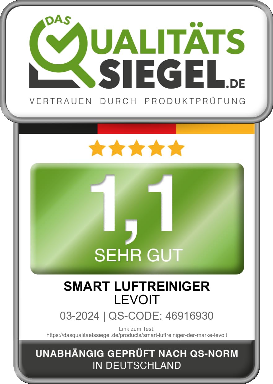 LEVOIT Luftreiniger HEPA Filter für Allergiker, Luftfilter gegen Schimmel Staub Pollen Gerüche, CADR 170m³/h bis zu 35㎡ Raucherzimmer, Air Purifier Schlafmodus Nachtlicht Timer, App Steuerung