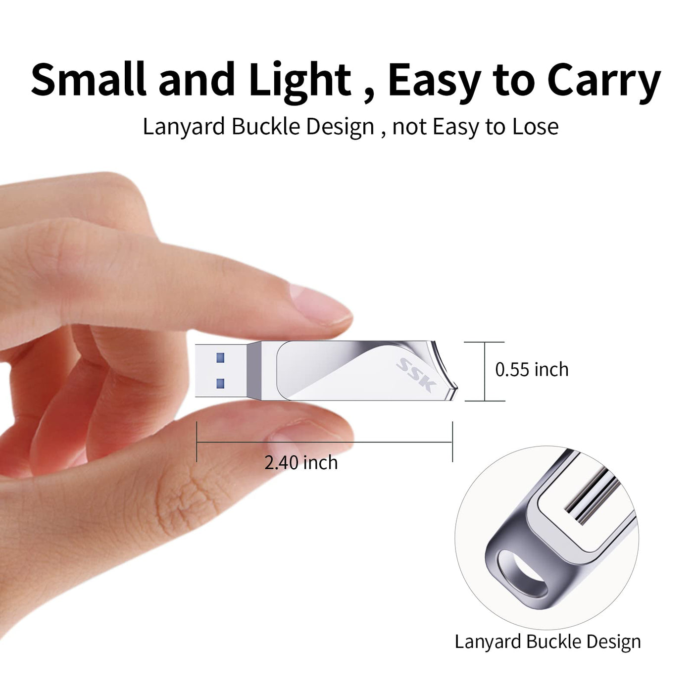 SSK USB Stick 128GB USB 3.2 Speicherstick Metall Memory Stick Dual USB-Sticks USB-A & Typ-C OTG USB-Flash-Laufwerk Wasserdichter Datenspeicher Up to 200MB/s, Ultra Fit Flash Drive für Datenspeicherung