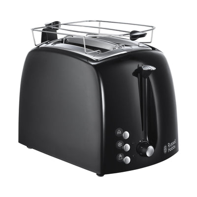 Russell Hobbs Toaster [für 2 Scheiben] Textures+ (extra breite Toastschlitze, inkl. Brötchenaufsatz & integrierte Toast-Zange, 6 Bräunungsstufen + Auftau- & Aufwärmfunktion, 850W) 22601-56