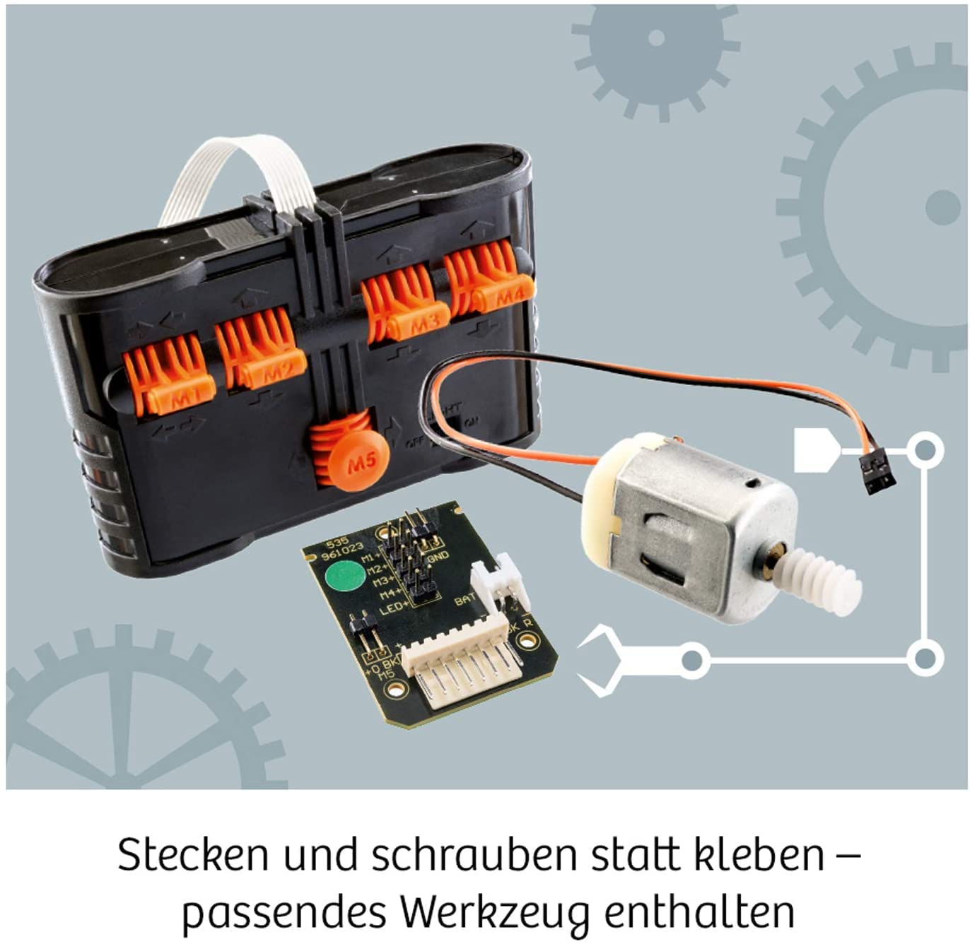 KOSMOS 620028 Roboter-Arm, Modellbausatz für deinen elektrischen Roboterarm, mit 5 Motoren und Steuereinheit, Einführung in die Welt der Robotik, Experimentierkasten