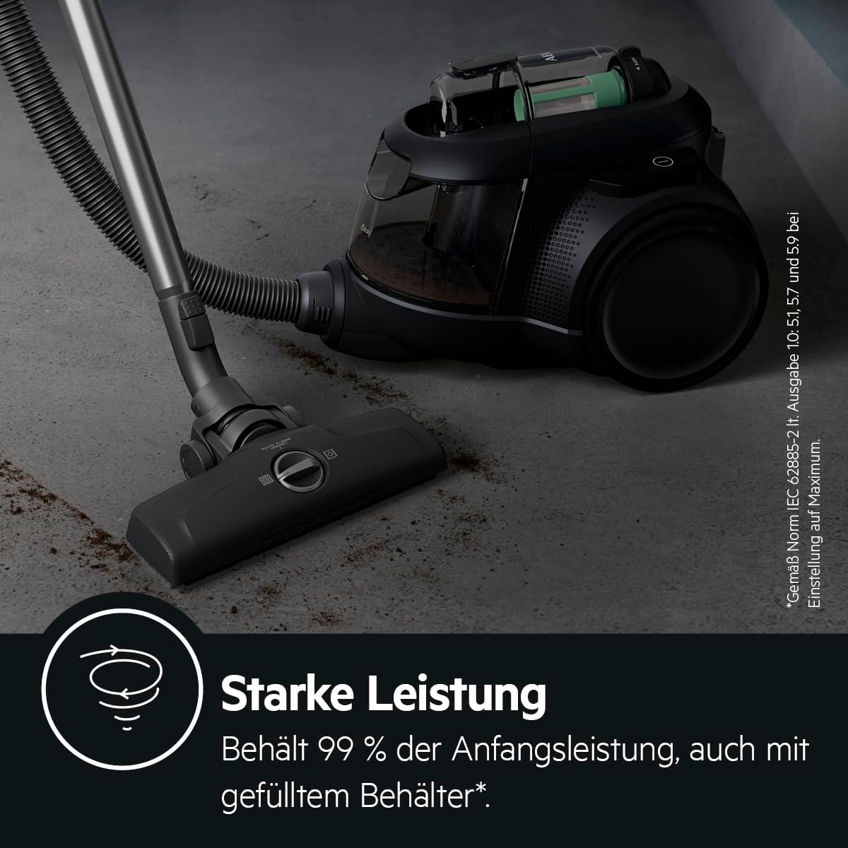 AEG CLEAN 6000 ÖKO AL61C2ÖKO Staubsauger beutellos / ETM Testsieger (SEHR GUT) / 60 % Recyclingmaterial / 550 W / Zusatzdüsen / Softräder / 74 dB(A) / 12m Aktionsradius / 1,6L Staubbehälter / Schwarz