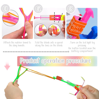 20 Stück LED Leuchtspielzeug Partyartikel, Leuchtspielzeug Schleuder, Fliegendes Spielzeug Party Set, Led licht nacht Hubschrauber, Led Springendes Spielzeug für Kinder, Mitgebsel Kindergeburtstag