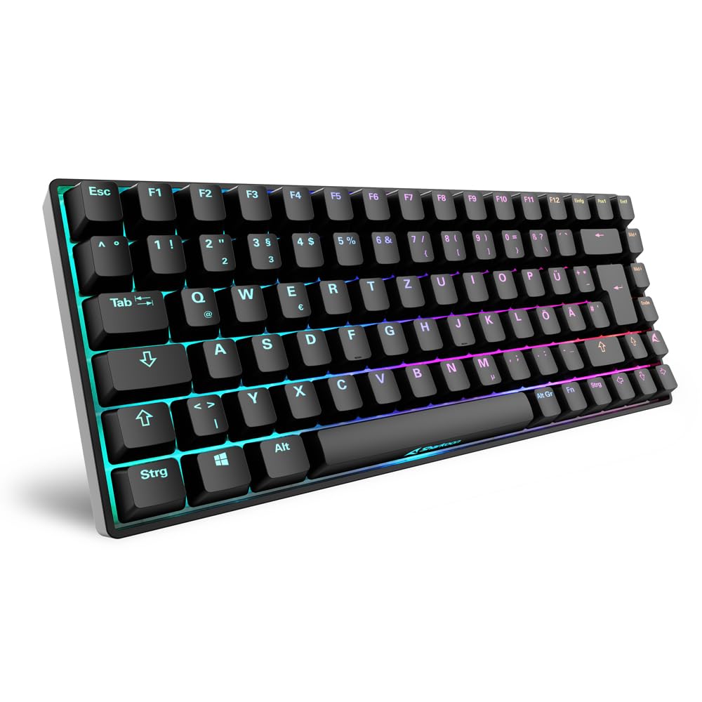 Sharkoon Skiller SGK50 S3 Schwarz, RGB Gaming Keyboard, Gateron Yellow, 75% Layout