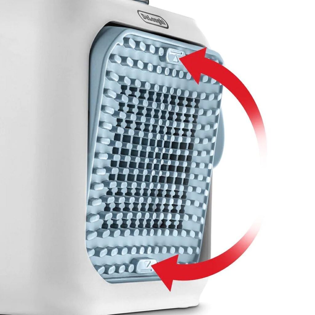 De'Longhi Capsule Desk Keramik-Heizlüfter HFX10B03.LB, leiser Mini-Schnellheizer, ausrichtbarem Gitter, Sicherheitsthermostat, ideal für den Schreibtisch und für unterwegs, 360 Watt, Hellblau