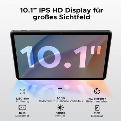 DOOGEE Tab A9 Tablet 10 Zoll Android 15, 12GB RAM+64GB ROM(TF 2TB) Gaming Tablet, 6580mAh, Unisoc T310, Dual Speaker, 5G WiFi, 8MP Kamera, Type-C, GMS, Bluetooth 5.0, Face ID, 3.5mm Kopfhöreranschluss