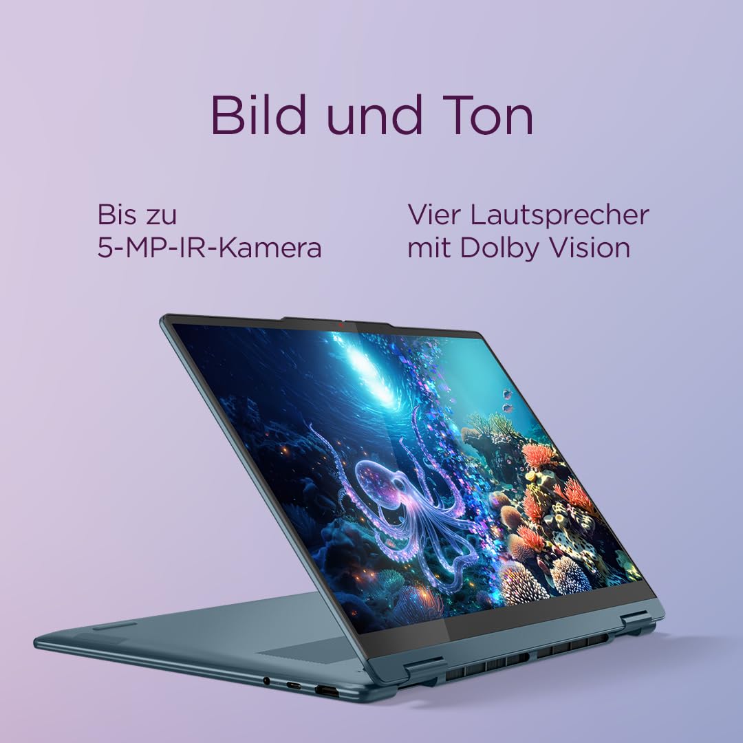 Lenovo Yoga 7 2-in-1 Laptop | Copilot+ | 14"WUXGA OLED | AMD Ryzen AI 7 | 16GB RAM | 512GB SSD | AMD Radeon 860M | Win11 | QWERTZ | Tidal Teal | 3 Monate Premium Care | inkl. Hülle Exklusiv bei Amazon