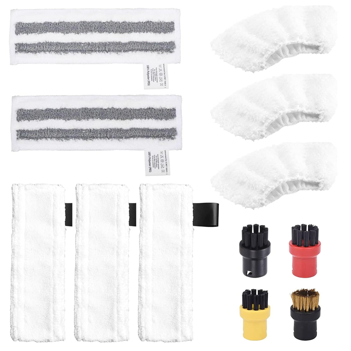 12 Stück Zubehör für Kärcher Dampfreiniger Easyfix SC2 SC3 SC4 SC5, Mikrofaser-Tuchset und Bodendüse Rundbürsten Kompatibel für Kärcher Dampfreiniger New Pack
