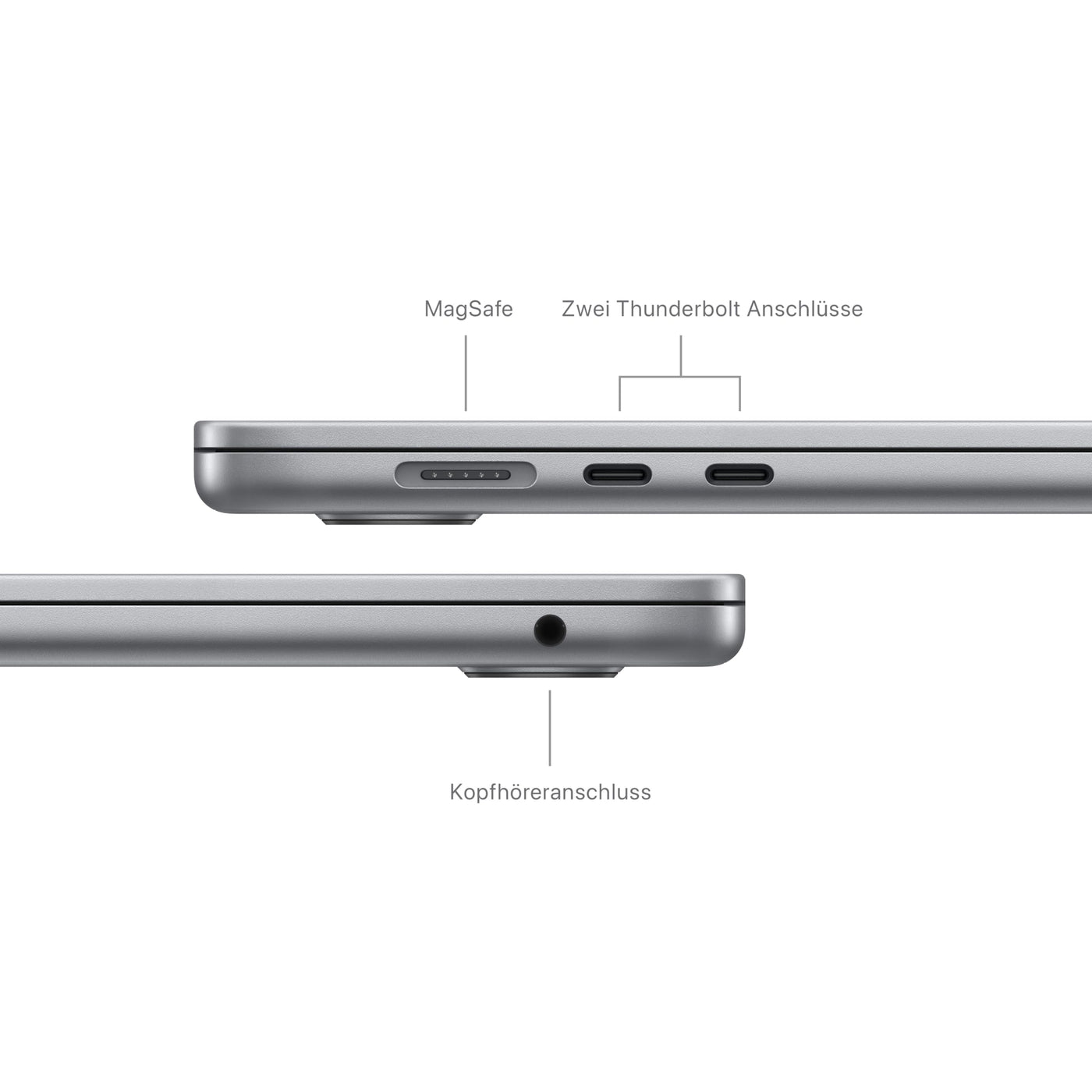 Apple 15" MacBook Air Laptop mit M3 Chip: 15,3" Liquid Retina Display, 16 GB gemeinsamer Arbeitsspeicher, 256 GB SSD Speicher, beleuchtete Tastatur, 1080p FaceTime HD Kamera, Touch ID, Space Grau