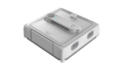 HUTT W9 Fensterputzroboter mit 150ml Panorama-Tank (3800Pa Saugleistung, Kanten- und Hinderniserkennung, Für Glas, Fliesen, Wintergärten, Spiegel etc, 13 Sensoren, Sicherungsseil, 4X Reinigungstuch)