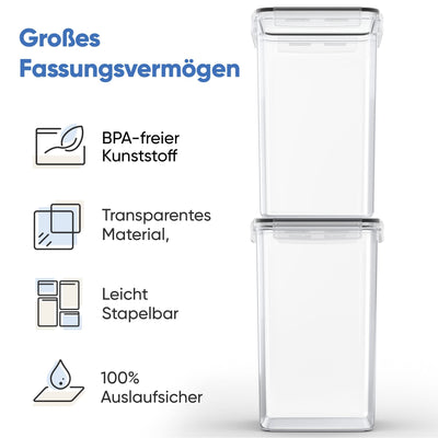 Chef’s Path 6,5L Groß Vorratsdosen Mit Deckel, BPA Frei Luftdichte Aufbewahrungsbox Küche, Fur Müsli Spaghetti Zucker Mehl Aufbewahrung, 2er Behälter, Kreidemarker und Etiketten