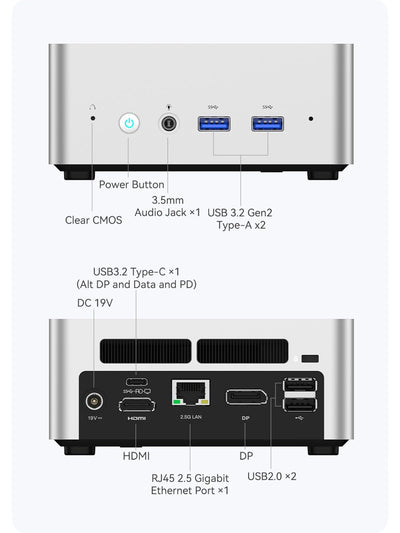 MINIS FORUM UN1290 Mini-PC, Intel Core i9 12900HK, 32 GB RAM, 1 TB SSD, 14 Core/20 Thread Desktop-PC, HDMI 2.0/USB-C/DP 1.4, 2,5 G RJ45 LAN, 5 USB-Anschlüsse, Wi-Fi 6