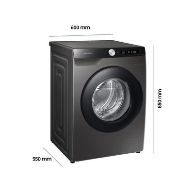 Samsung Waschmaschine, 8 kg, 1400 U/min, Ecobubble, Automatische Waschmittel- und Weichspülerdosierung, Inox/Schwarz, WW80T534AAXAS2