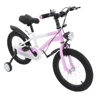 Kinderfahrrad 16 Zoll,Fahrrad Kinder mit Stützräder&Licht,Rahmen aus kohlenstoffreichem Stahl,Fahrrad für Kinder von 5-8 Mädchen&Jungen (Rosa)