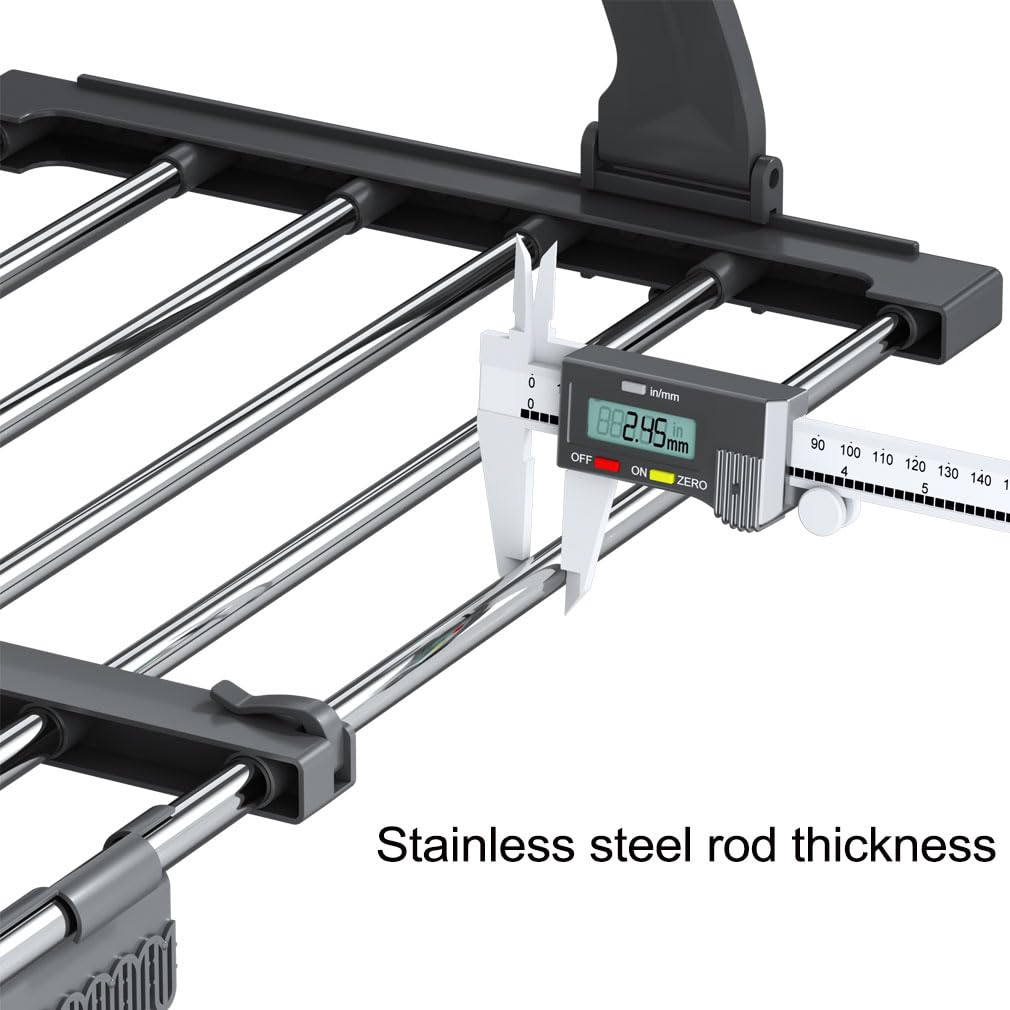 johgee 64-110cm heizkörper Wäscheständer heizkörpertrockner wäscheständer Balkon, ausziehbar wäschetrockner, 6.6m Trockenleinenlänge multifunktional wäscheständer Turm Wäscheständer balkongeländer